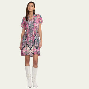 NWT JOHNNY WAS THIA BURN OUT DRESS WITH SLIP - PAISLEY MELODY - SIZE SMALL